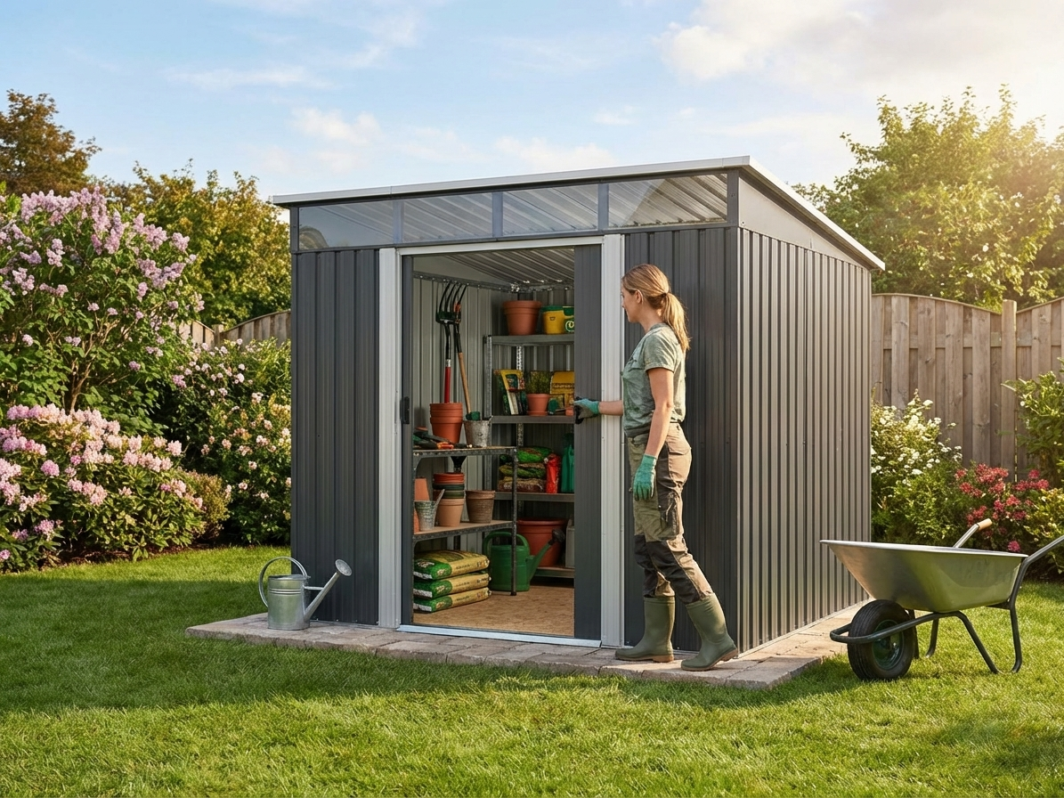 Anthracite garden shed made from galvanised steel