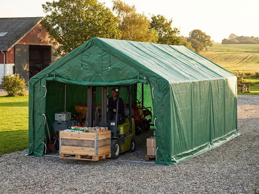 Green PVC storage shelter 5x8x2x3.39 m for outdoor use - view 3
