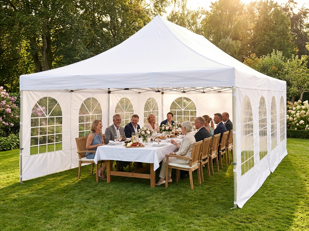 Pop Up Gazebo 8x8 m White Steel Frame for Outdoor Events