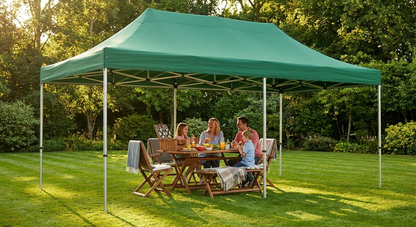 Pop up gazebo 4x6 m green with aluminium frame for outdoor use
