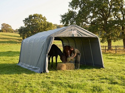 Grey Livestock Shelter in PVC and Steel, 3.6x7.2x2.68 m - view 3