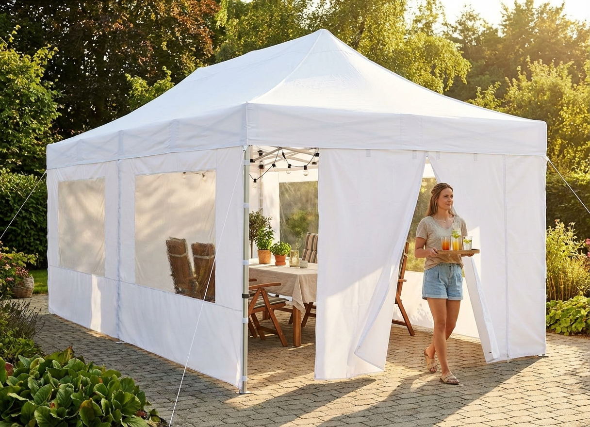 White sidewall kit for 4x6 m gazebo, ideal for outdoor use - product detail