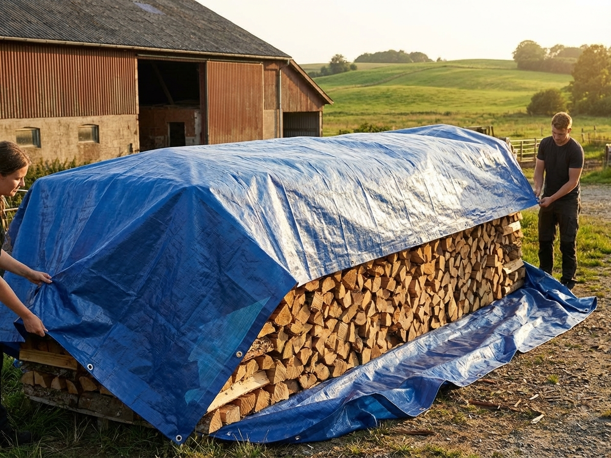 Blue tarpaulin 10x20 m for outdoor use - view 3