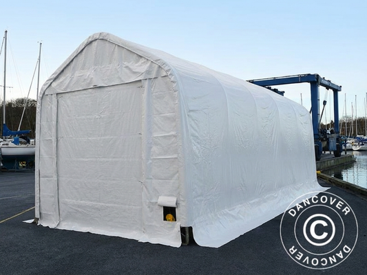 White PVC storage tent for industrial use, dimensions 5.5x20m