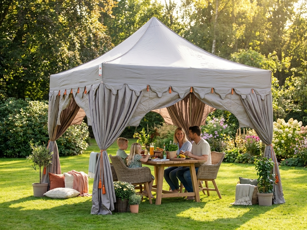 Pop Up Gazebo in Latte and Orange with Steel Frame for Outdoor Events - product detail