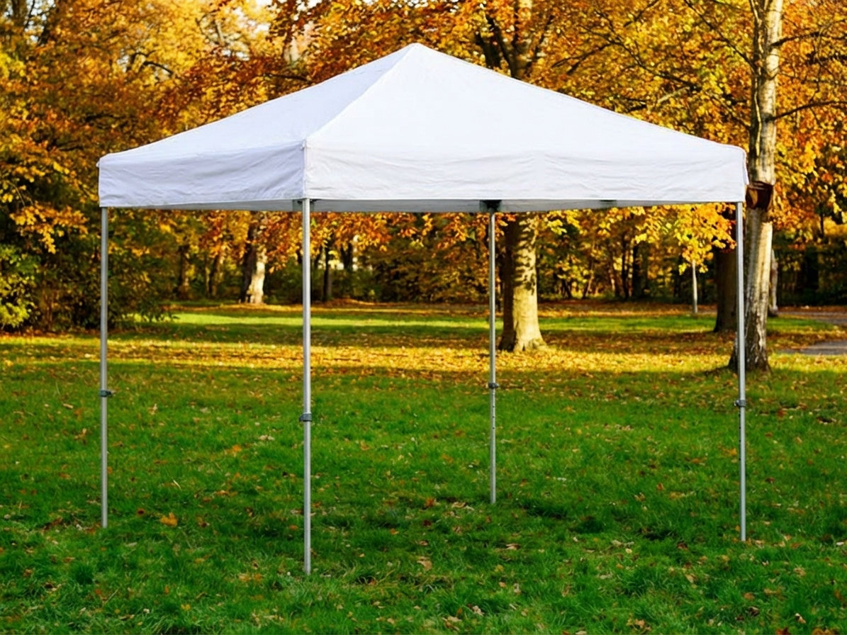 White pop up gazebo 3x3 m, flame retardant for exhibitions - product detail