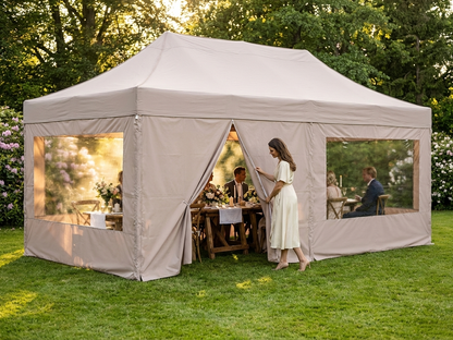 Gazebo sidewall kit in latte colour, 4x8m size for outdoor use