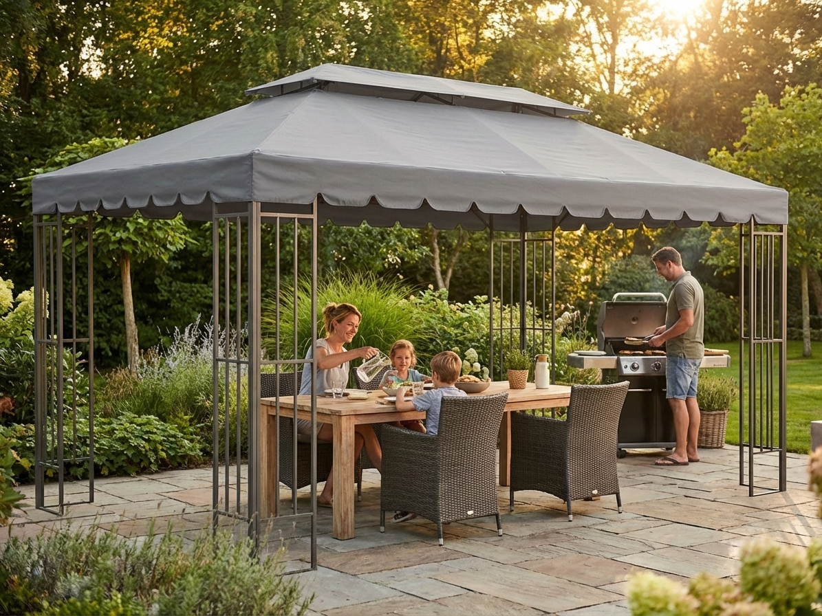 Grey gazebo roof 3x6 m for outdoor use - product detail