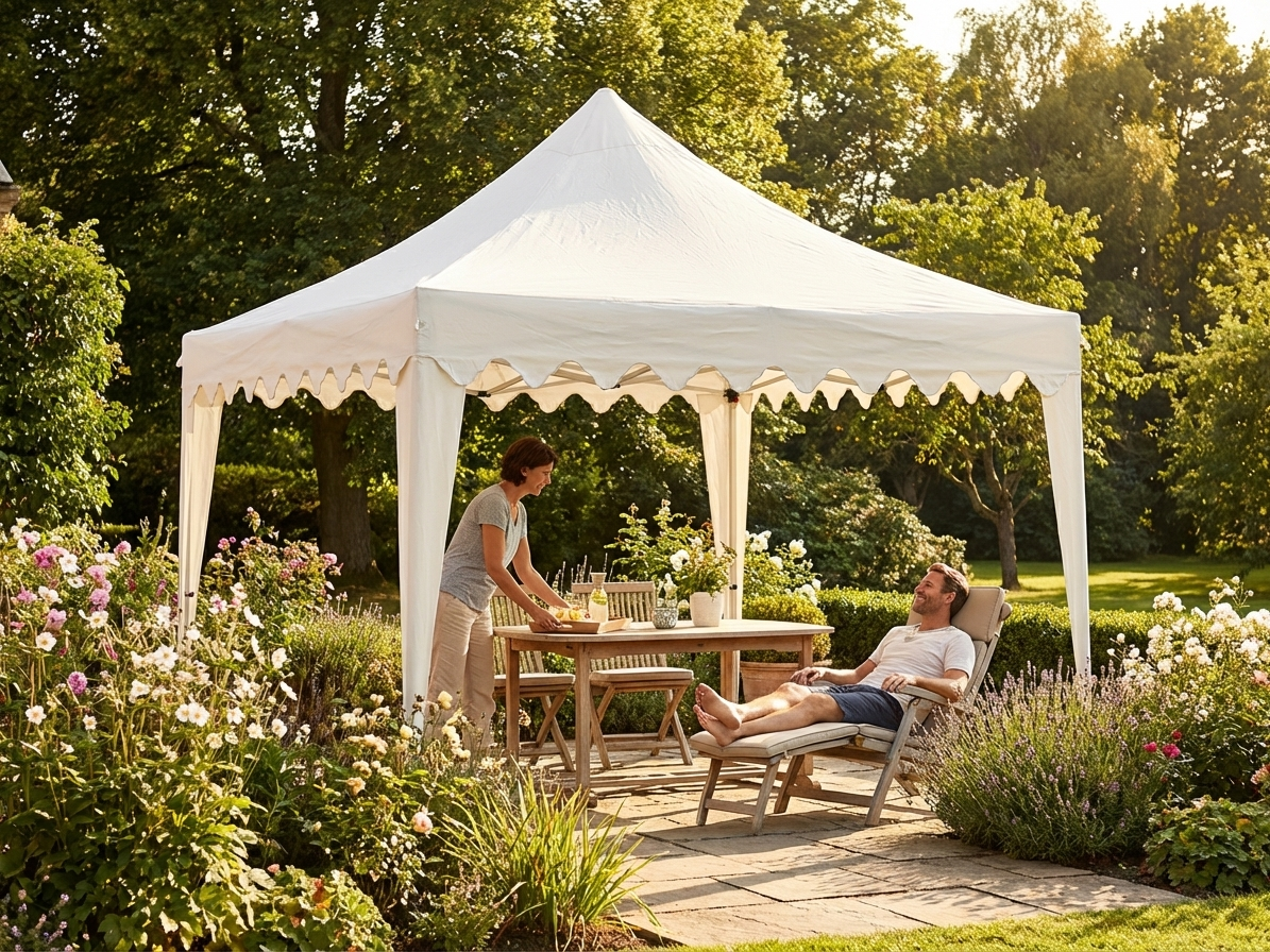 White gazebo roof cover 3x3m made of polyester with PVC backing - view 3