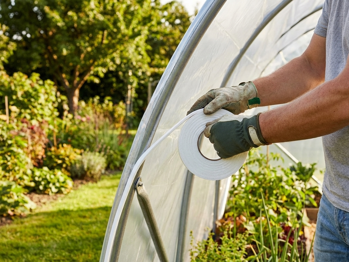 White foam tape for greenhouse sealing, 20 m length