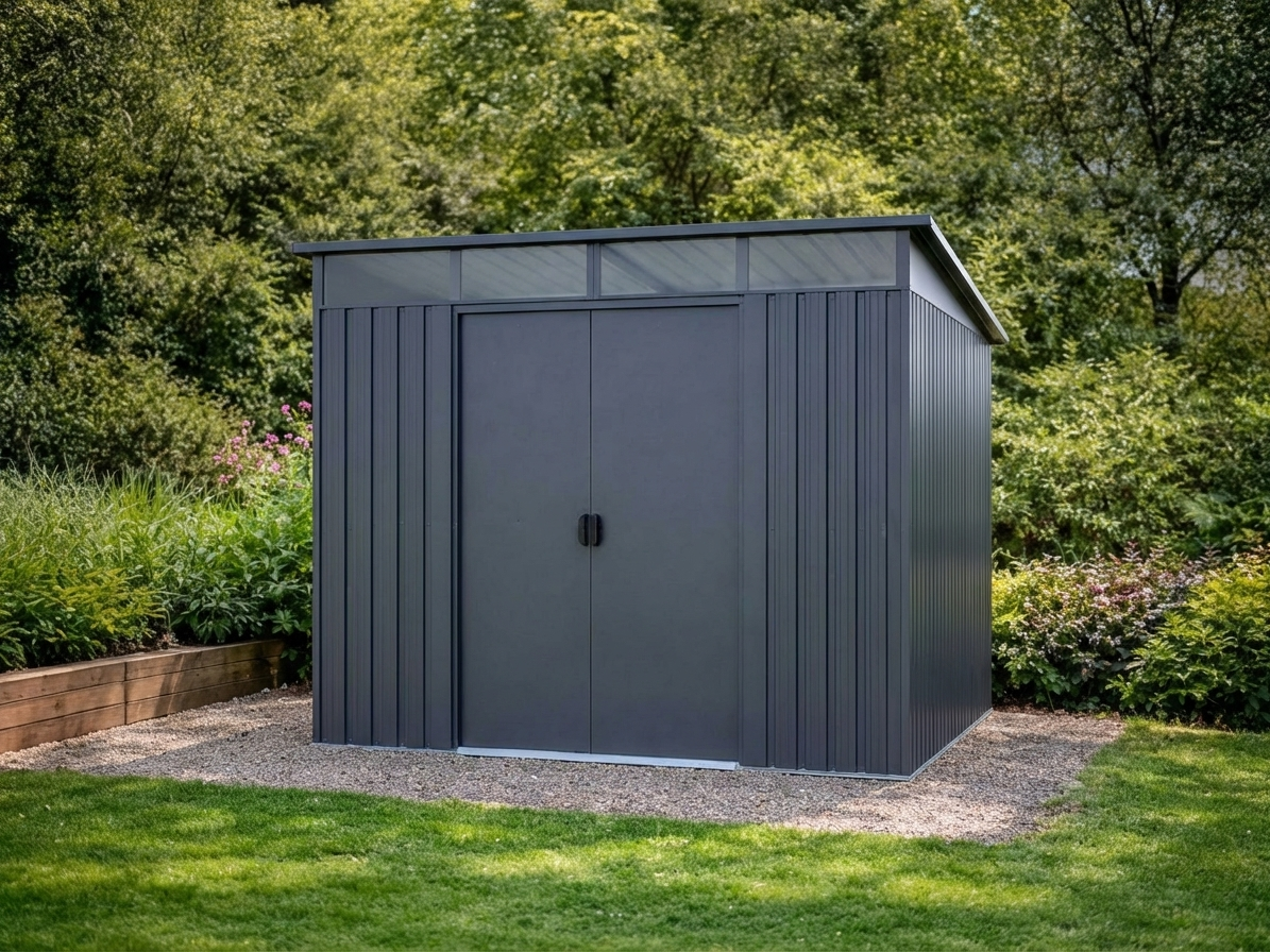 Anthracite garden shed made of galvanised steel for outdoor storage - product detail