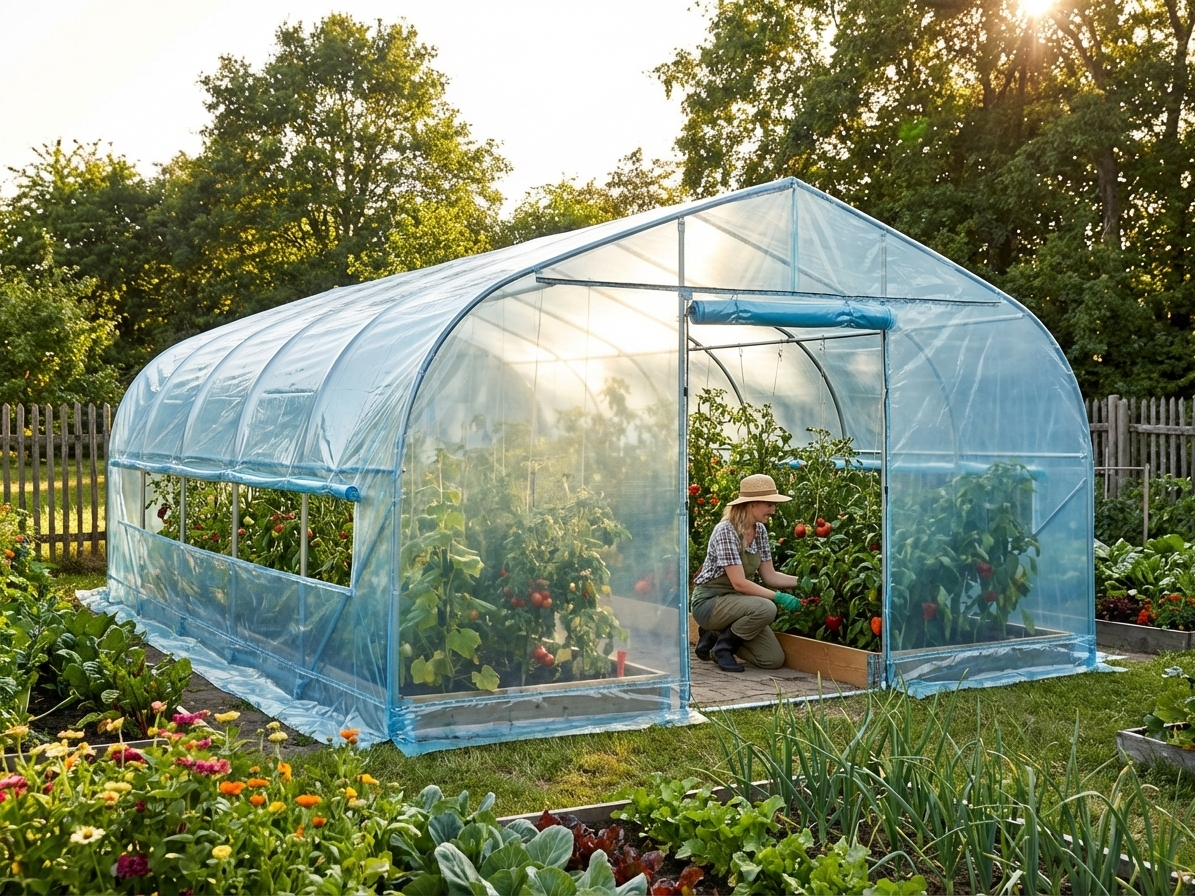 Transparent polytunnel greenhouse measuring 7.5x20x3 m - view 3