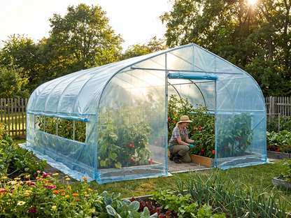 Transparent polytunnel greenhouse measuring 7.5x20x3 m - view 3