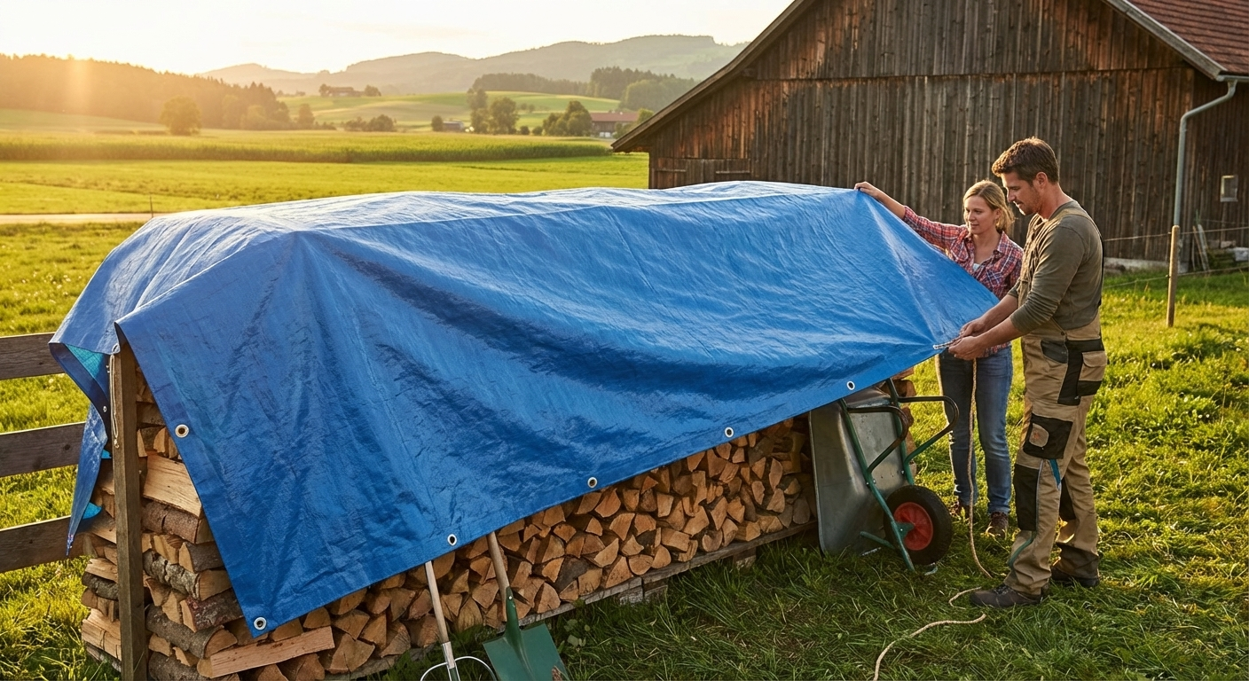 Blue tarpaulin 10x15 m for outdoor use - view 3