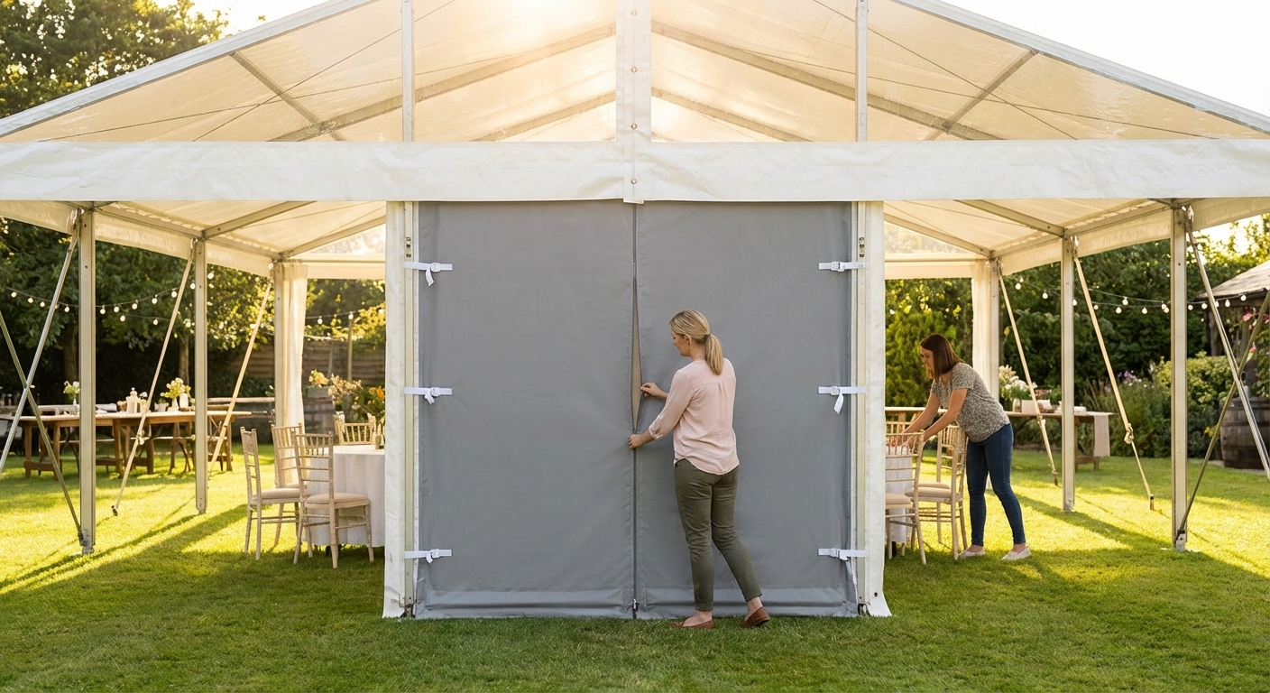 Partition wall for marquee, 6m white PVC
