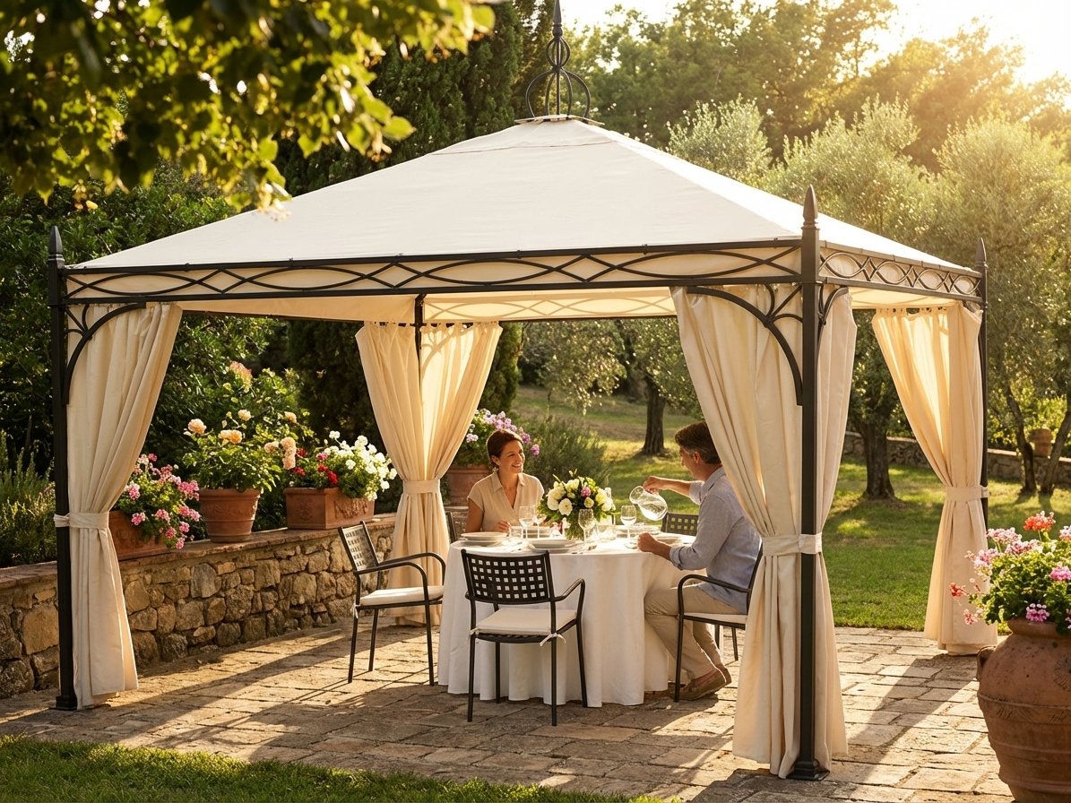 Elegant 3x3 m champagne gazebo for outdoor events - view 3