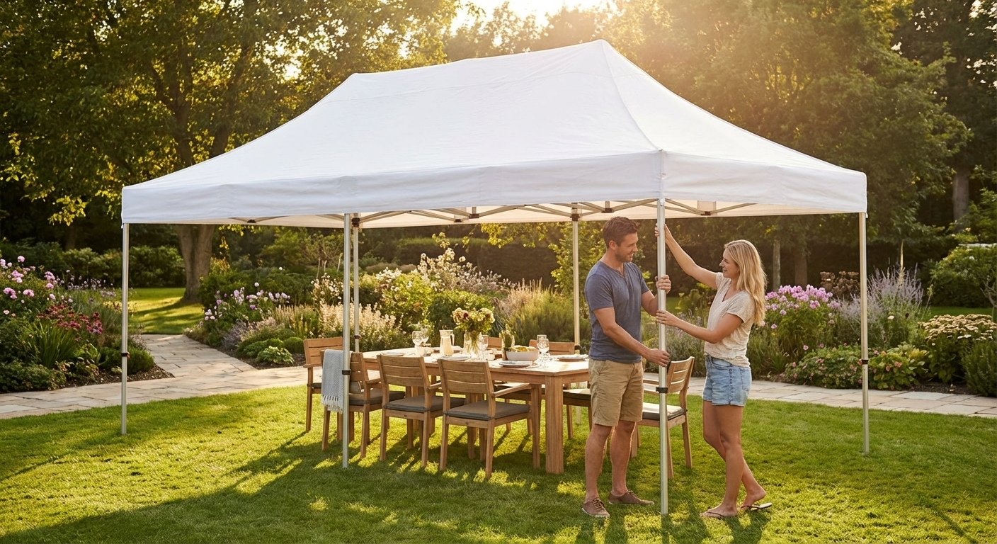 White gazebo roof cover 4x8m, flame-retardant for outdoor use