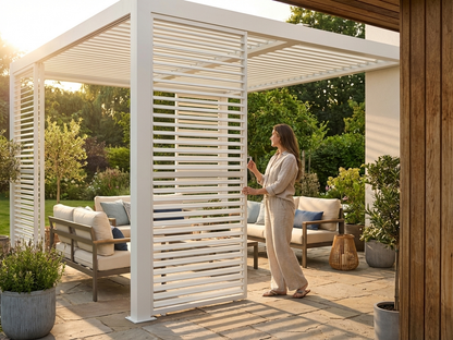 White aluminium louvre wall for pergola use - view 3