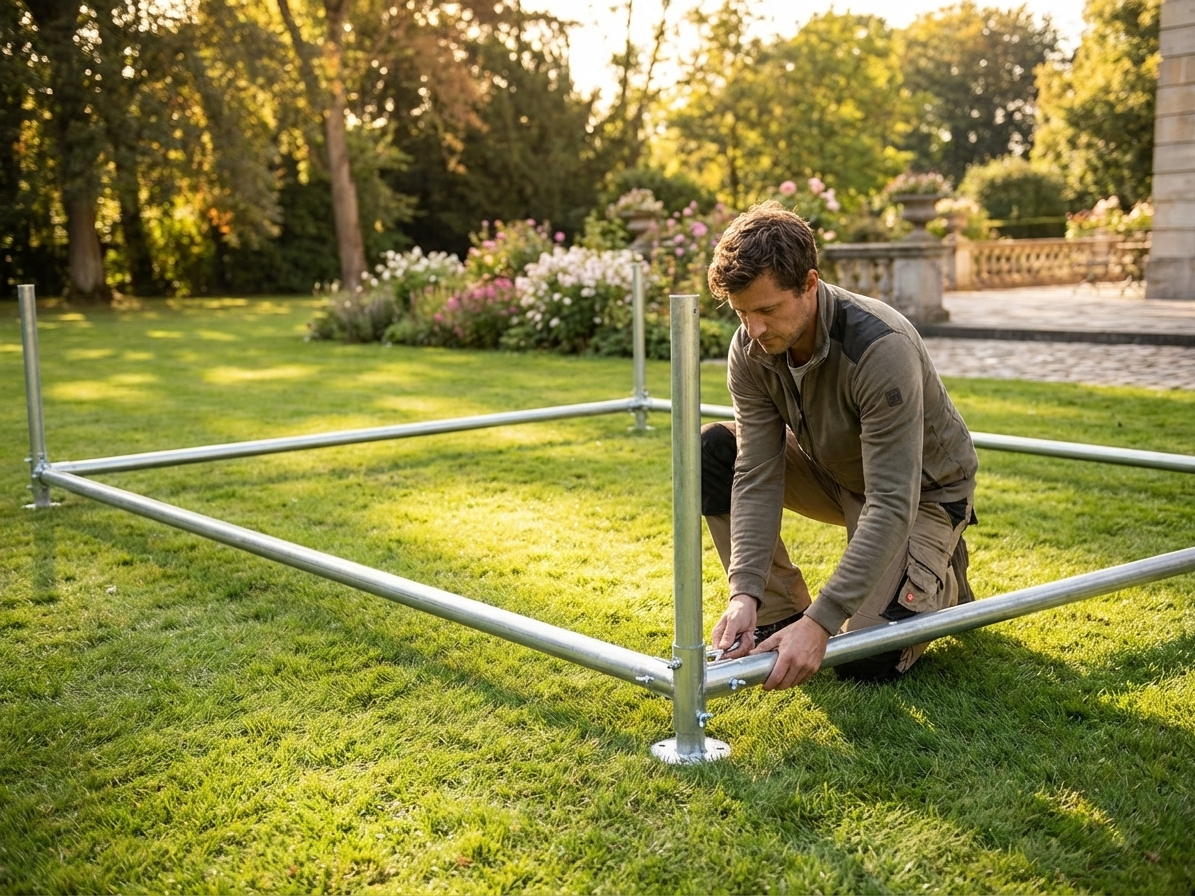 Ground bar frame for 6x8m marquee, galvanised steel - view 3