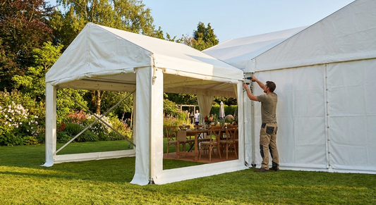 2m white marquee extension with PVC and steel for outdoor events