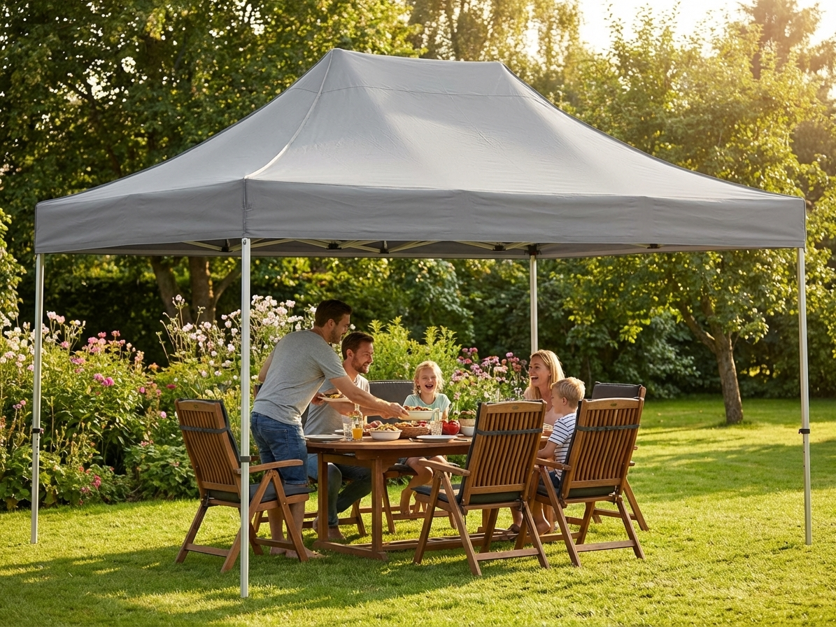 Grey gazebo roof cover made of polyester and PVC