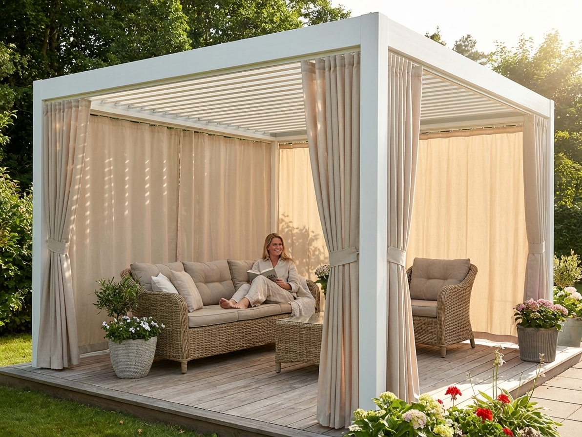 Beige sidewalls and mosquito net for 3x3 m gazebo - view 3