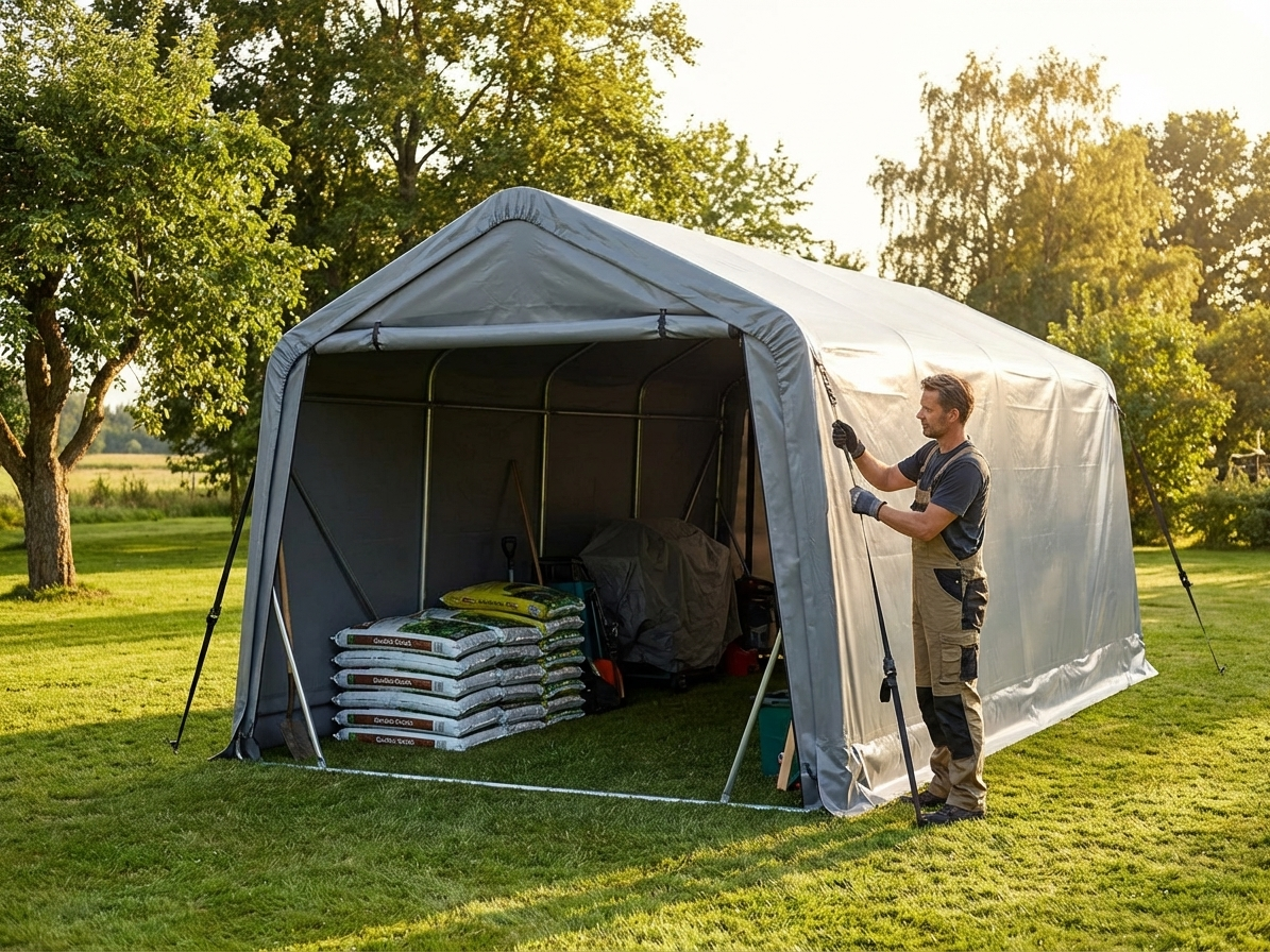 Durable PVC roof cover for storage shelter in grey - product detail