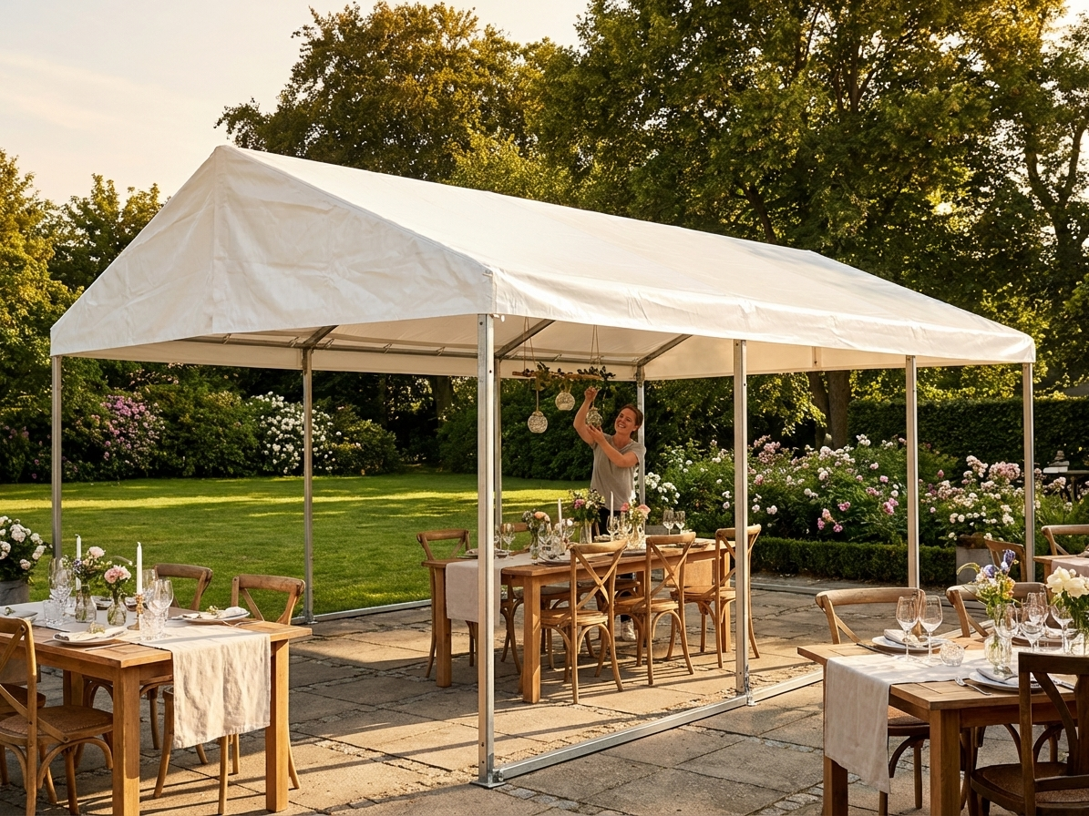 White PVC Polyester Marquee Roof Cover for outdoor events - view 3