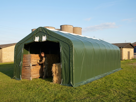 Green PVC storage shelter with galvanised steel frame - product detail