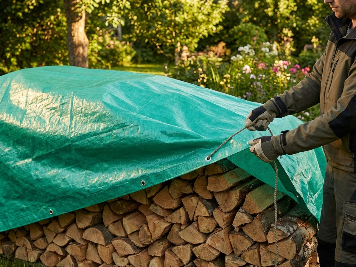 Durable green tarpaulin 12x15 m for outdoor protection - product detail