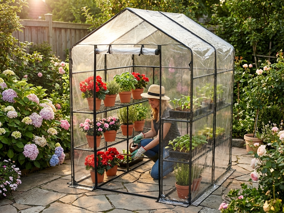 XL polytunnel greenhouse with transparent PVC cover