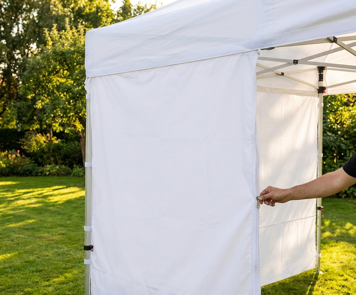 White sidewall with zipper for outdoor events, 3 metres - product detail
