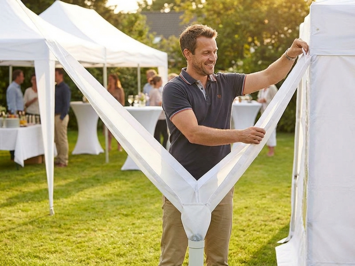 Raingutter 8 m white for FleXtents, polyester with PVC - product detail