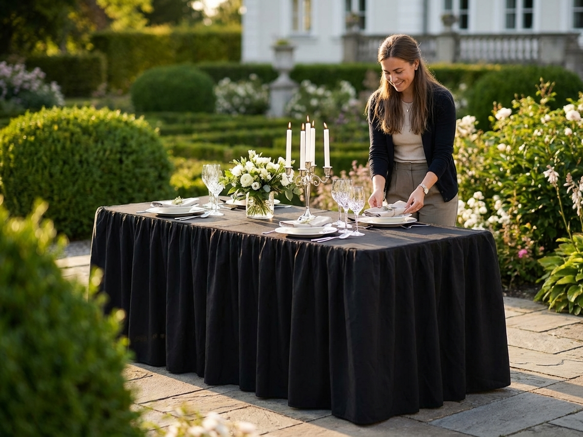 Black Polyester Tablecloth 183x76 cm for versatile use - view 3