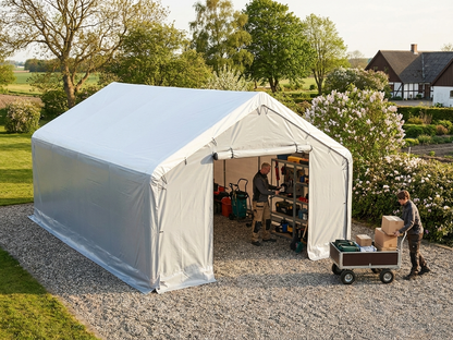 PVC Storage Shelter 7x7m in White/Grey with Galvanised Steel Frame - view 3