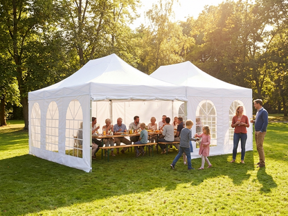 Pop up gazebo 8x6 m in white with steel frame - product detail