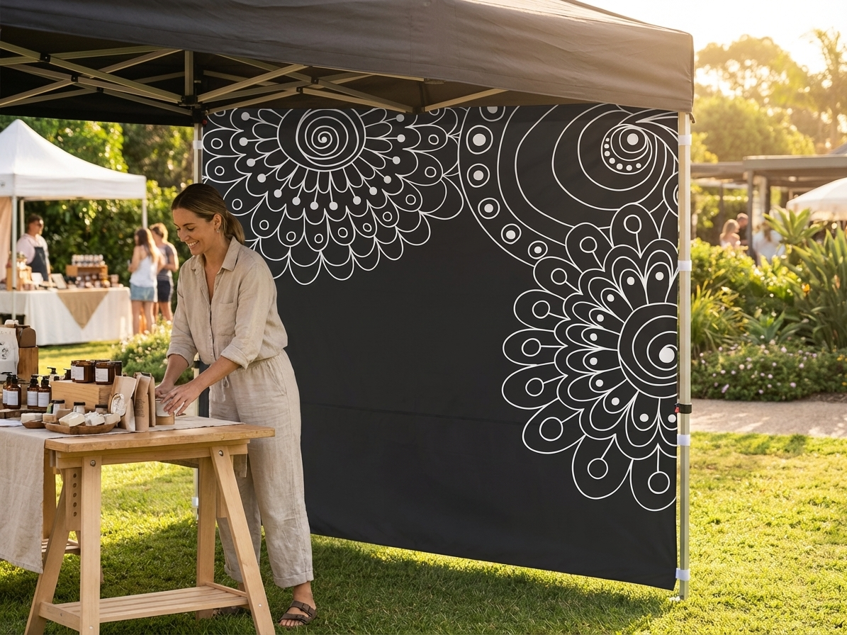White printed sidewall, 2m, Supertex polyester for outdoor events - view 3