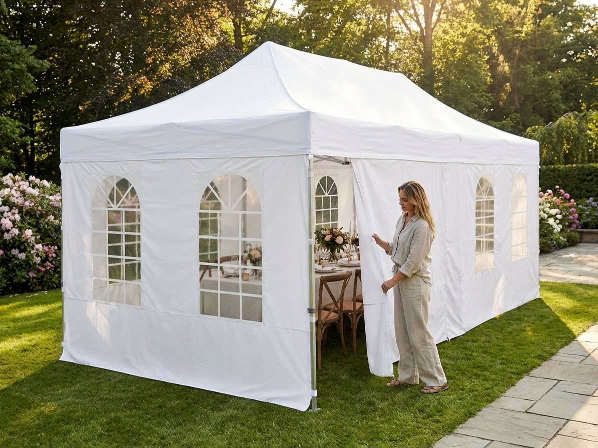 White 4x8m gazebo sidewall kit for outdoor events - product detail