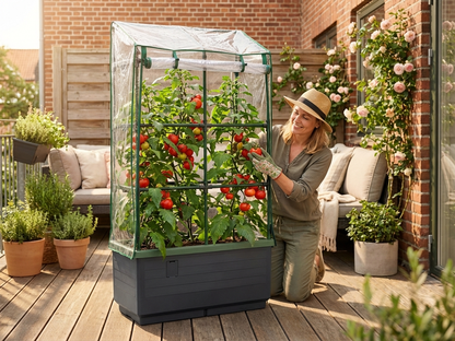 Self-watering planter box in anthracite, perfect for urban gardening - view 3