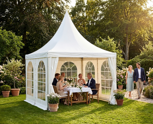 White pagoda tent 3x3 m made of heavy PVC and aluminium