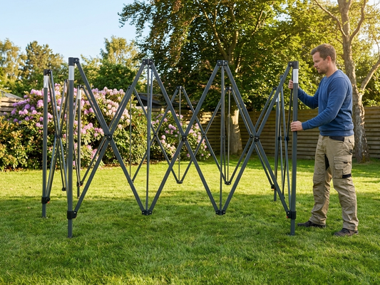 Steel gazebo frame 3x4.5m grey, powder coated for garden and events