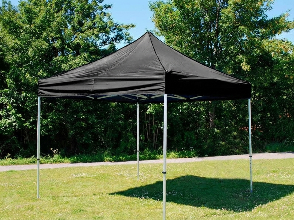 Black 3x3m outdoor gazebo with flame retardant steel frame - product detail