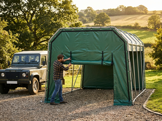 PVC Portable Garage Endwall in Green, 3.3x6 m - product detail