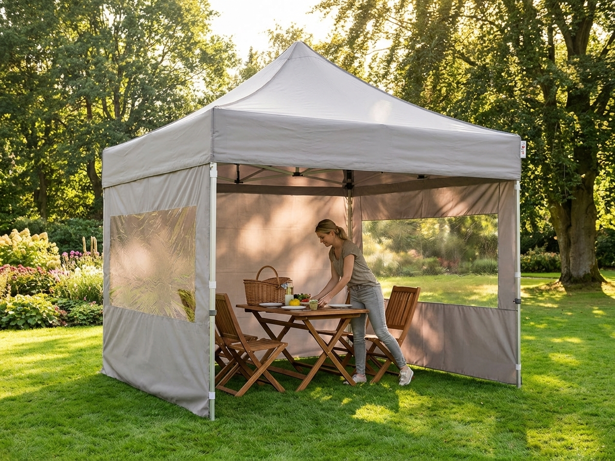 Pop up gazebo 3x3m in latte colour with steel frame for outdoor events