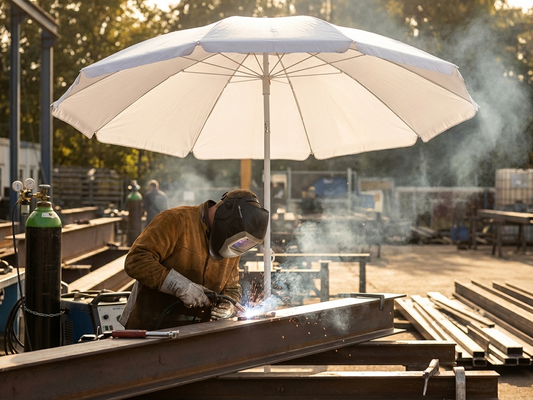 White welding umbrella with a 2m diameter, flame retardant, and water resistant - product detail