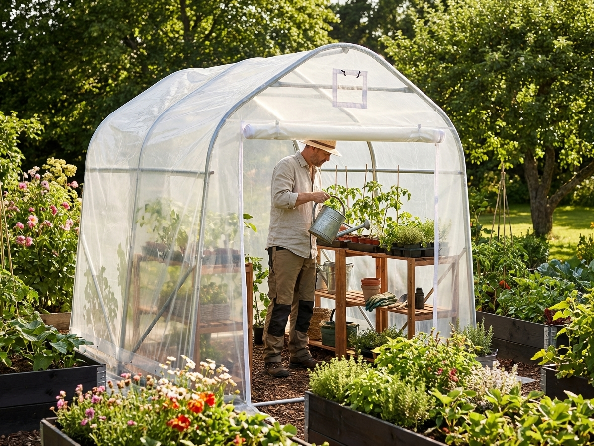 Polytunnel Greenhouse 2x2x2 m with transparent cover