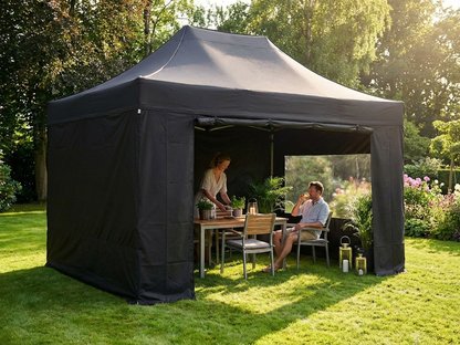 Pop up gazebo 3x4.5m with black steel frame for outdoor events