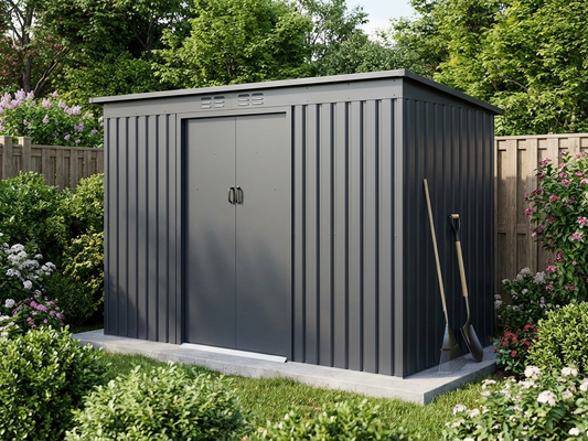 Anthracite garden shed made of galvanised steel