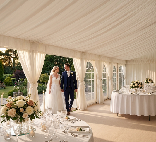 Marquee lining and leg curtain in white for 4x6m marquee