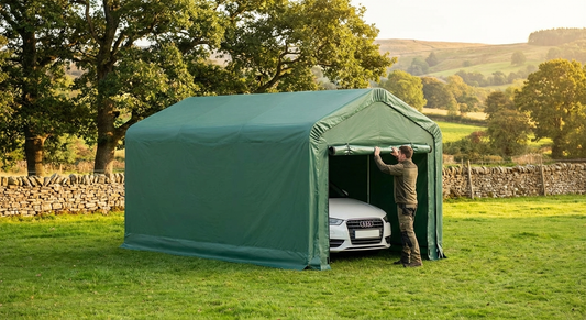 Green Portable Garage 3.6x7.2x2.68 m for outdoor storage